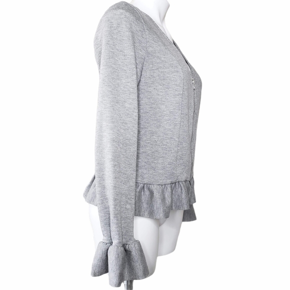 Samantha Dru | Gray Zip Down Ruffle Cardigan S - Picture 3 of 6